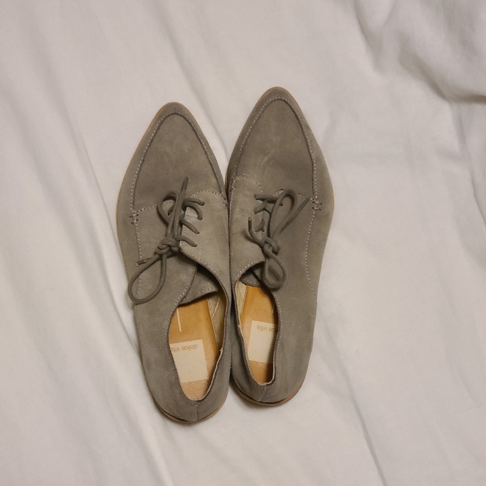 Light green suede loafers/oxfords